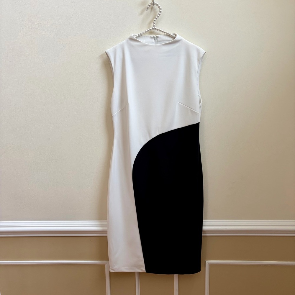 Halston Heritage Black and White Midi Dress - Picture 2 of 8